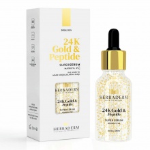 HERBADERM SÜPERSERUM 24K GOLD & PEPTİDE KAZ AYAĞI VEMİMİK KIRIŞIKLIKLARINA KARŞI 30ML.